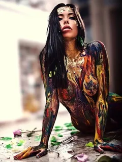 gorgeous raven in body paint