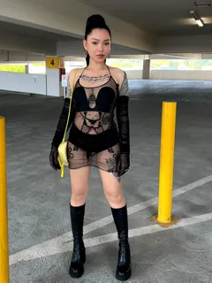 bella porch (artist youtuber) - cute black netted fit