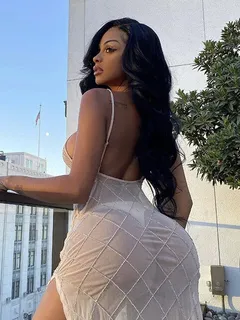 ebony ass hotty in see-through dress