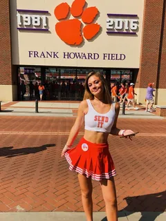 college abs in cheerleader outfit