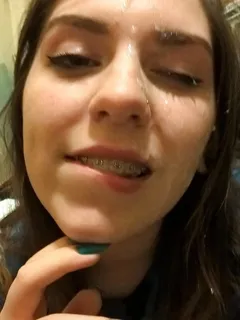 pretty babe with cum