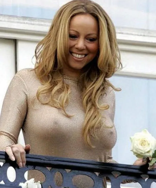 mariah carey in see through sweater.