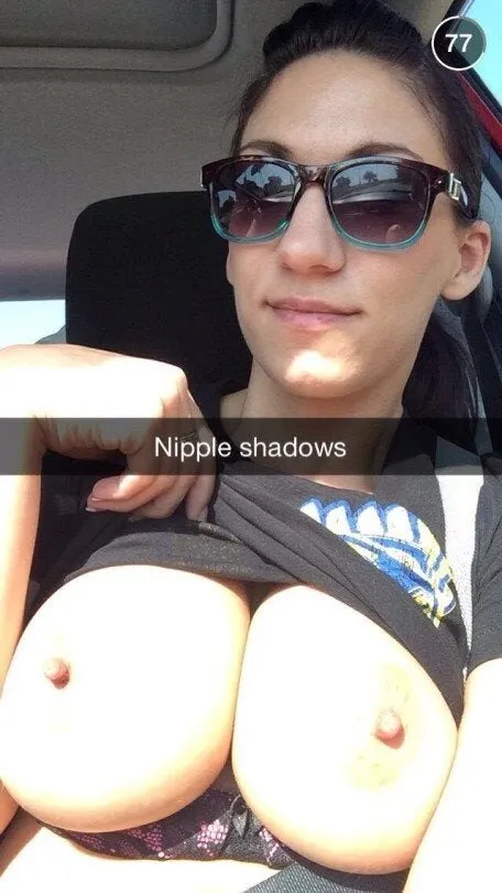 big boob car selfie