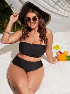 solid black bandeau bikini