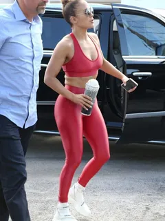 jlo in red leggings