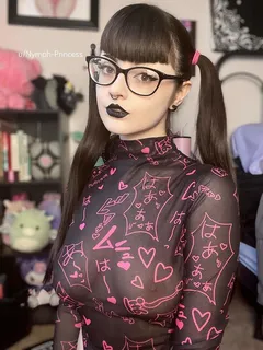 sexy emogirl with pigtails and see-through shirt