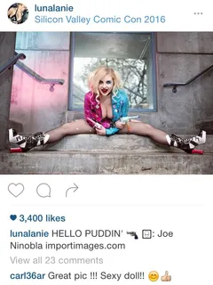 delanie frances harley quinn. goodies hangin out. craving puddin.