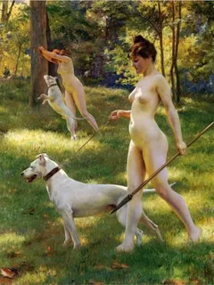 nymphs hunting - julius leblanc stewart, 1898