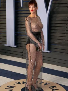 singer bleona qereti shocks oscars after-party goers with transparent dress at vanity fair bash 2018.