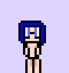 blue haired pixel babe