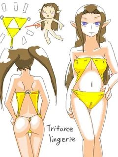 princess zelda and her triforce bikini drawn by minuspal