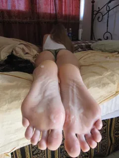 how nice of her to let you cum on her feet