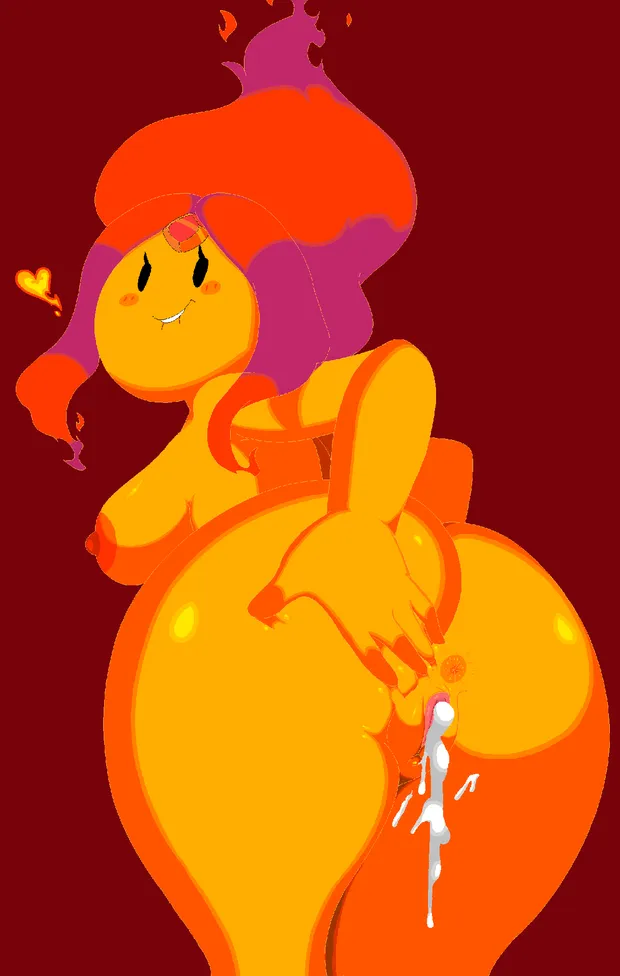 adventure time anus ass bent over biting lip breasts clitoris creampie cum cum in pussy cum inside flame princess looking at viewer looking back orange niples presenting pussy red hair sideboob spread cheeks spread pussy