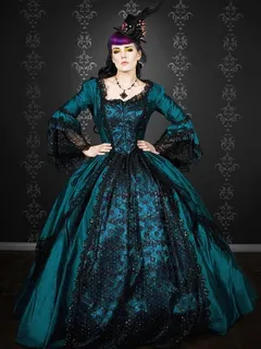 gothic marie antoinette peacock fantasy gown costume custom