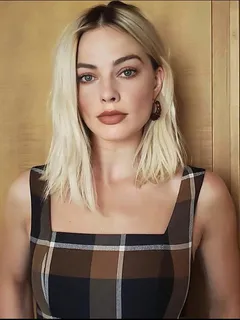 margot robbie in plaid