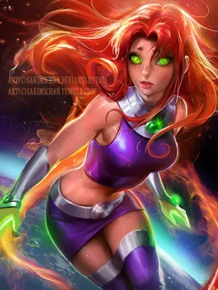 starfire teen titan by sakimichan