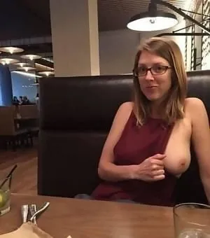 one boob in the restaurant.