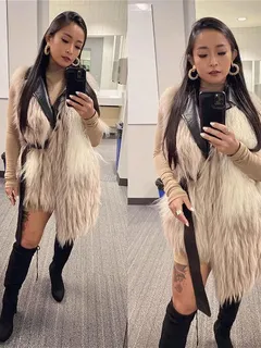 wwe asian babe xia li in fur coat!