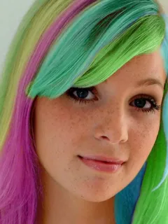 rainbow hair on a beautiful face