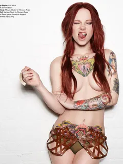 tattooed redhead hattie watson posing