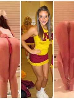 cute brunette cheerleader showing off her tight body