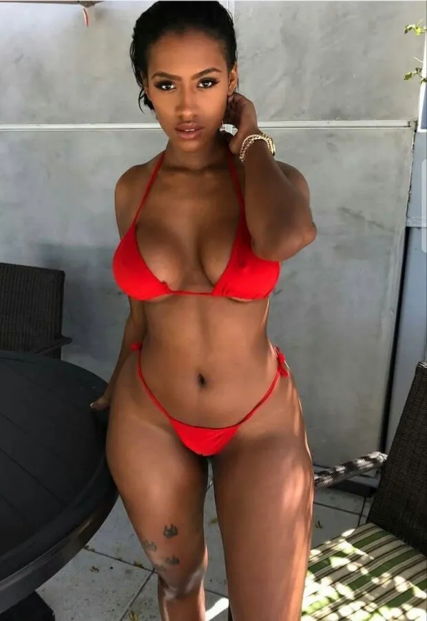 petite and cute ebony in bikini