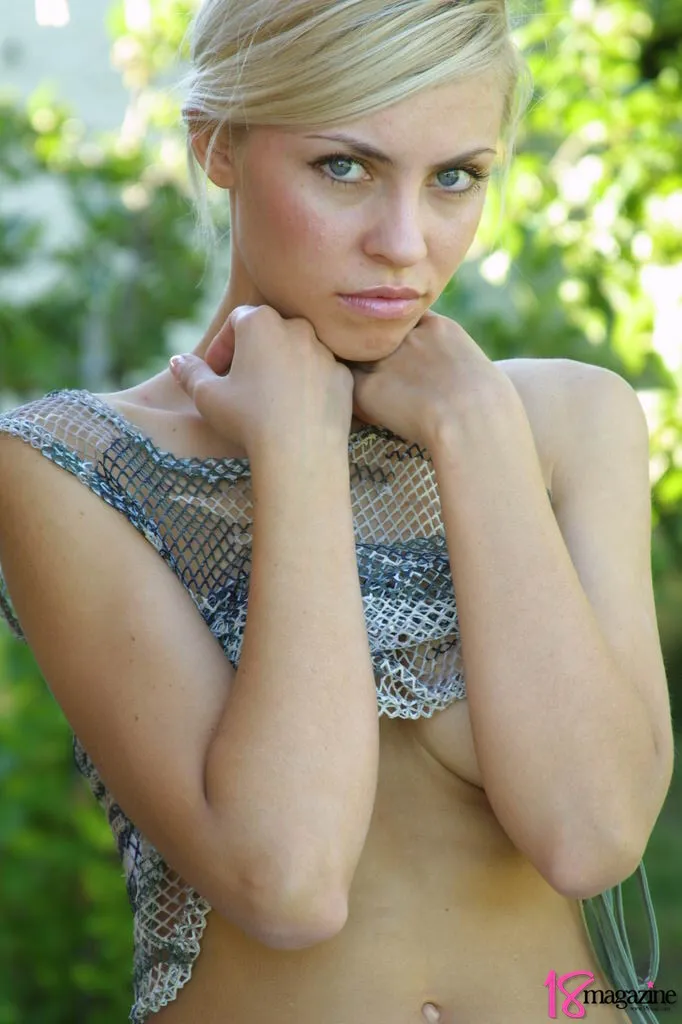 Heather in 18 Magazine set White thong