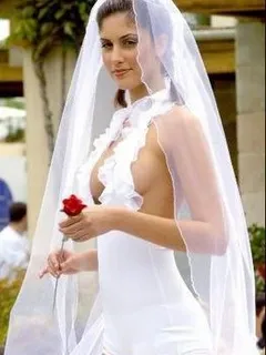 bride wearing a very sexy wedding dress.