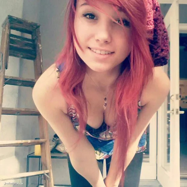 smile of redhead's teen