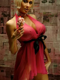 sheer, red pokies... so hot the ice cream is mealting