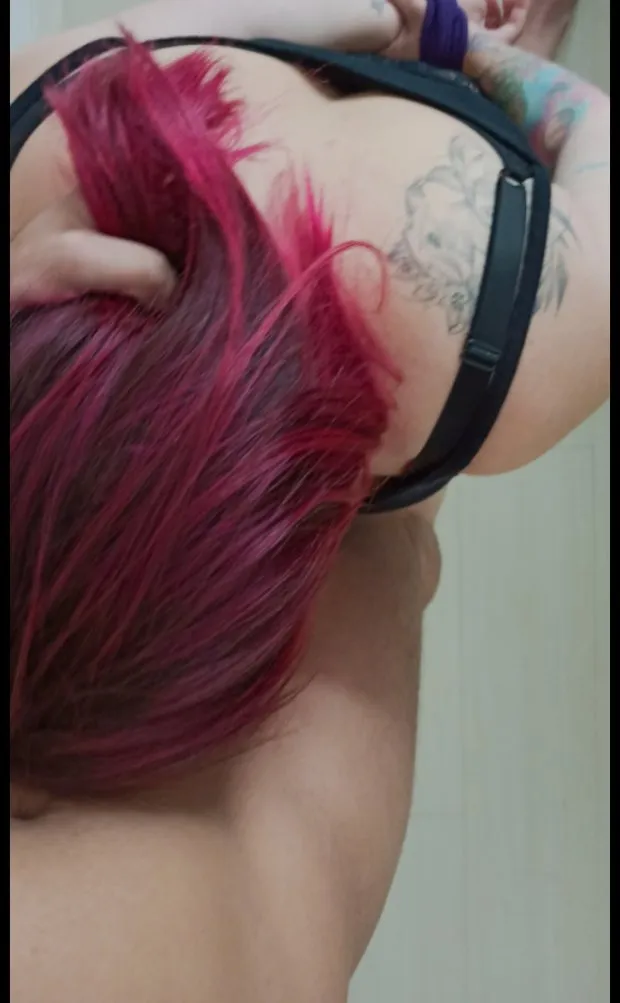 my amazing pink hair wife, tied up, give me a blowjob