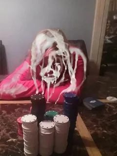 useless lil cum whore angel clark regrets betting on a massive bukkake facial if she lost the poker game.