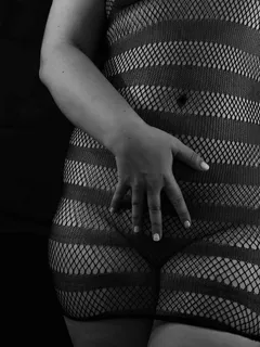 chubby gf wears fishnet lingerie